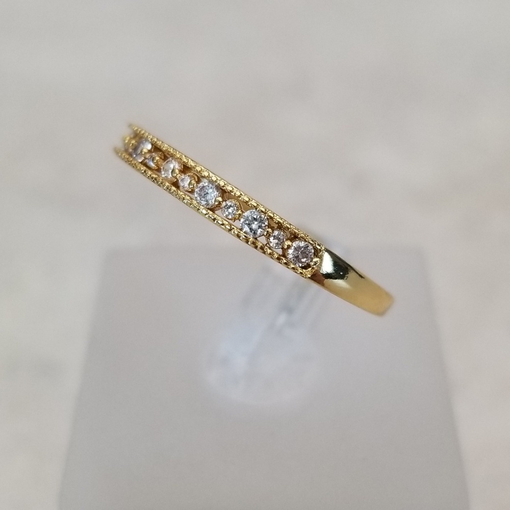 Delicate 18k Channel Set Band - Picture 5 of 9